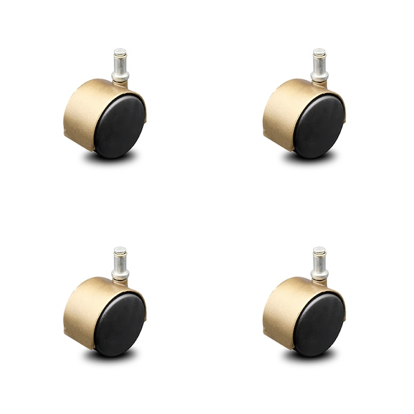 2.375 Inch Antique Brass Hooded Nylon Wheel Grip Ring Chair Casters SCC, 4PK